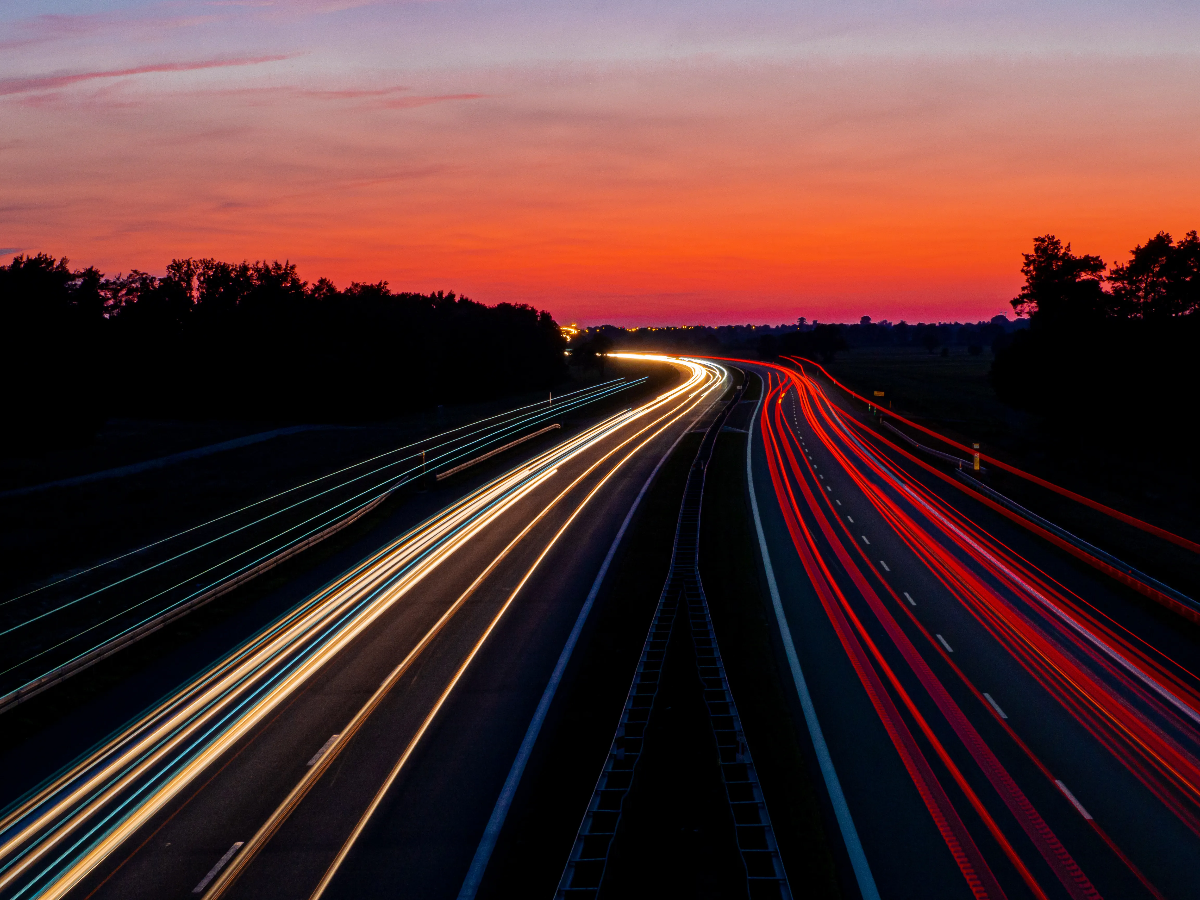 Long exposure photo of highway